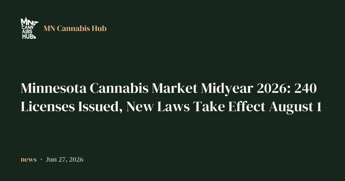 Minnesota Cannabis Market Midyear 2026: 240 Licenses Issued, New Laws Take Effect August 1