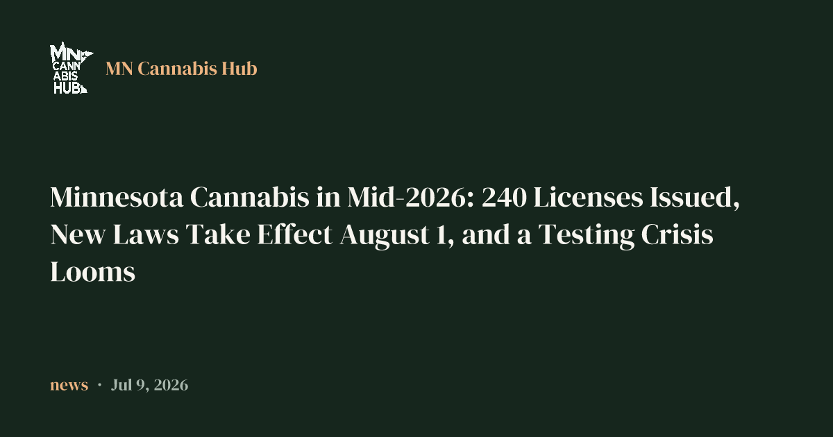 Minnesota Cannabis in Mid-2026: 240 Licenses Issued, New Laws Take Effect August 1, and a Testing Crisis Looms