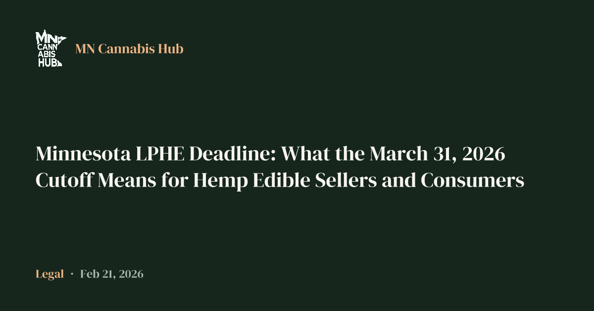 Minnesota LPHE Deadline: What the March 31, 2026 Cutoff Means for Hemp Edible Sellers and Consumers