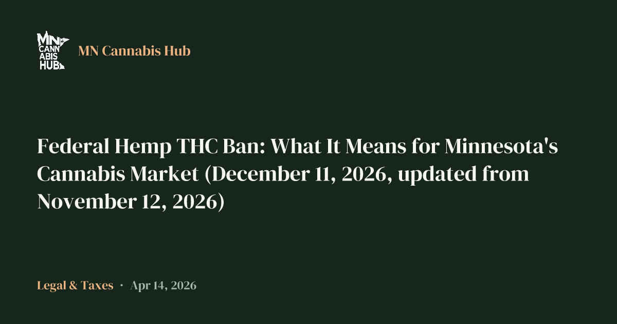 Federal Hemp THC Ban: What It Means for Minnesota's Cannabis Market (December 11, 2026, updated from November 12, 2026)