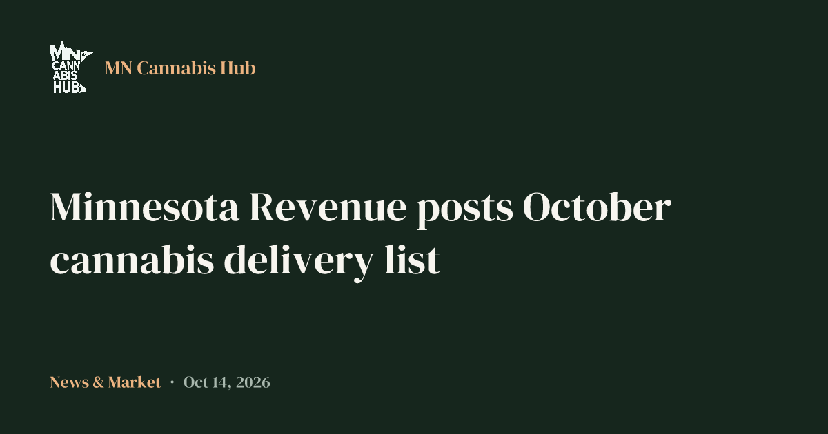 Minnesota Revenue posts October cannabis delivery list